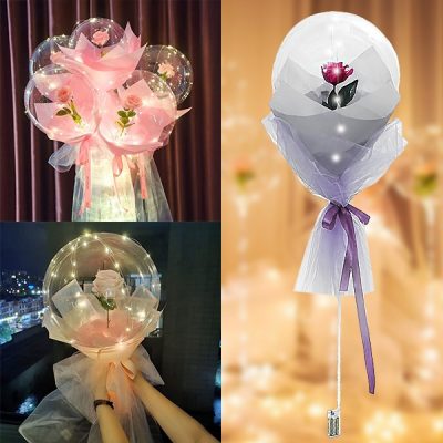 Balon cu LED-uri și trandafir pentru momente de neuitat | LOVEBALLOON
