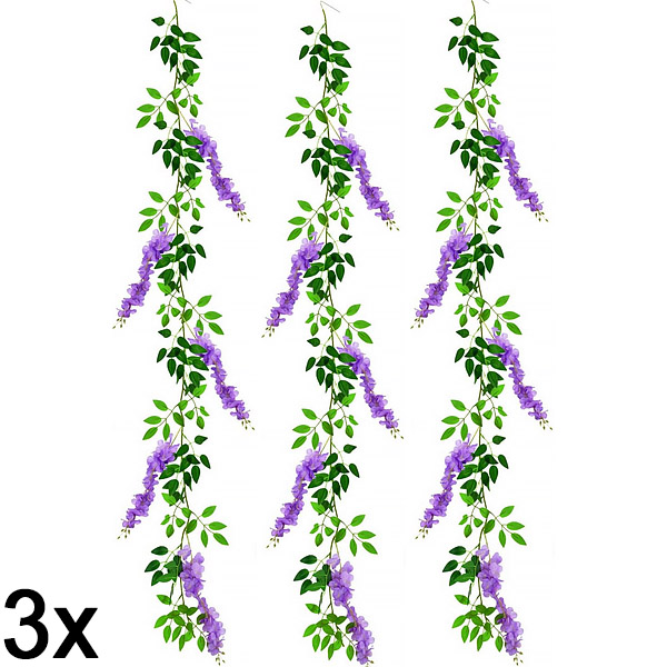 3x Șir de flori artificiale de glicină | WISBLOOM