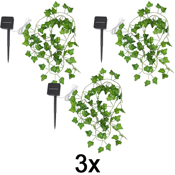 3x Instalație solară cu frunze artificiale de iederă (5 m) | LEAFGLO