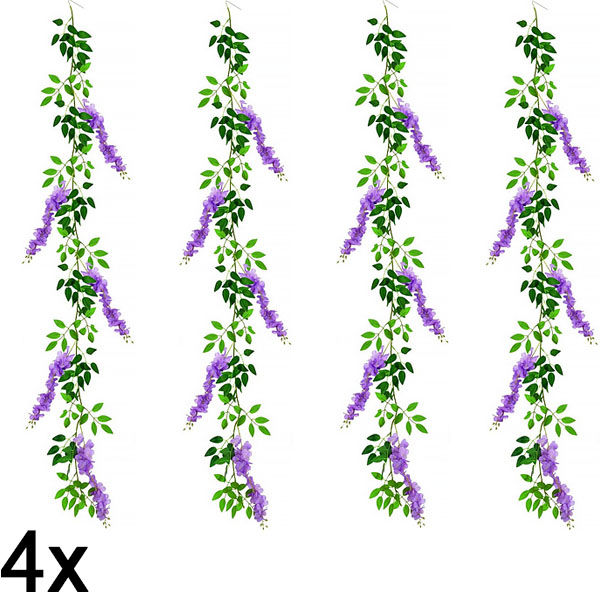 4x Șir de flori artificiale de glicină | WISBLOOM